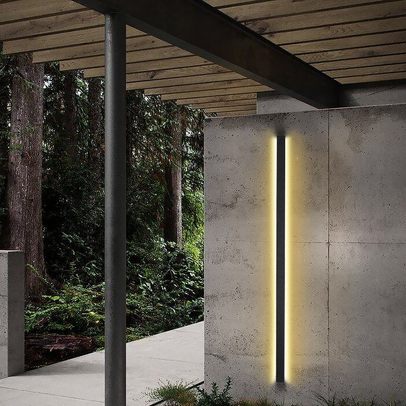 Modern LED Linear Wall Light - Long Black Outdoor Lighting