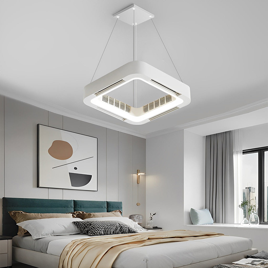 Low Profile Bladeless Ceiling Fan with LED Light Inverter - Modern Home Cooling Solution