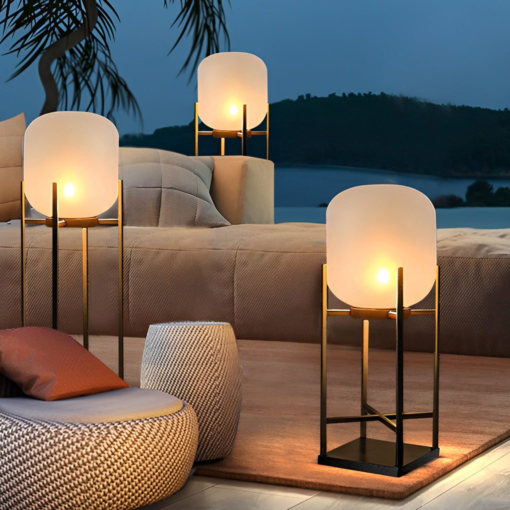 Outdoor LED Metal Floor Lamp - Standing Light Lantern for Patios, Gardens, and Decks