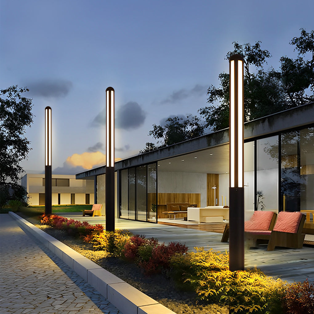 Tall Waterproof LED Garden Bollard Light - Modern Minimalist Design