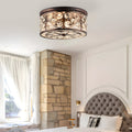 13" Bronze Crystal Flush Mount Ceiling Light - American Design, Elegant Lighting, Home Decor, Modern Fixture, Indoor Illumination, Luxurious Crystal Accent