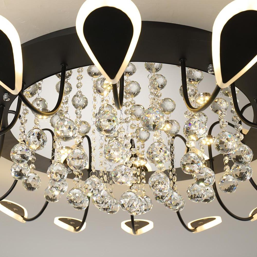 Flower-Shaped Dimmable LED Crystal Ceiling Light - Modern Flush Mount Fixture