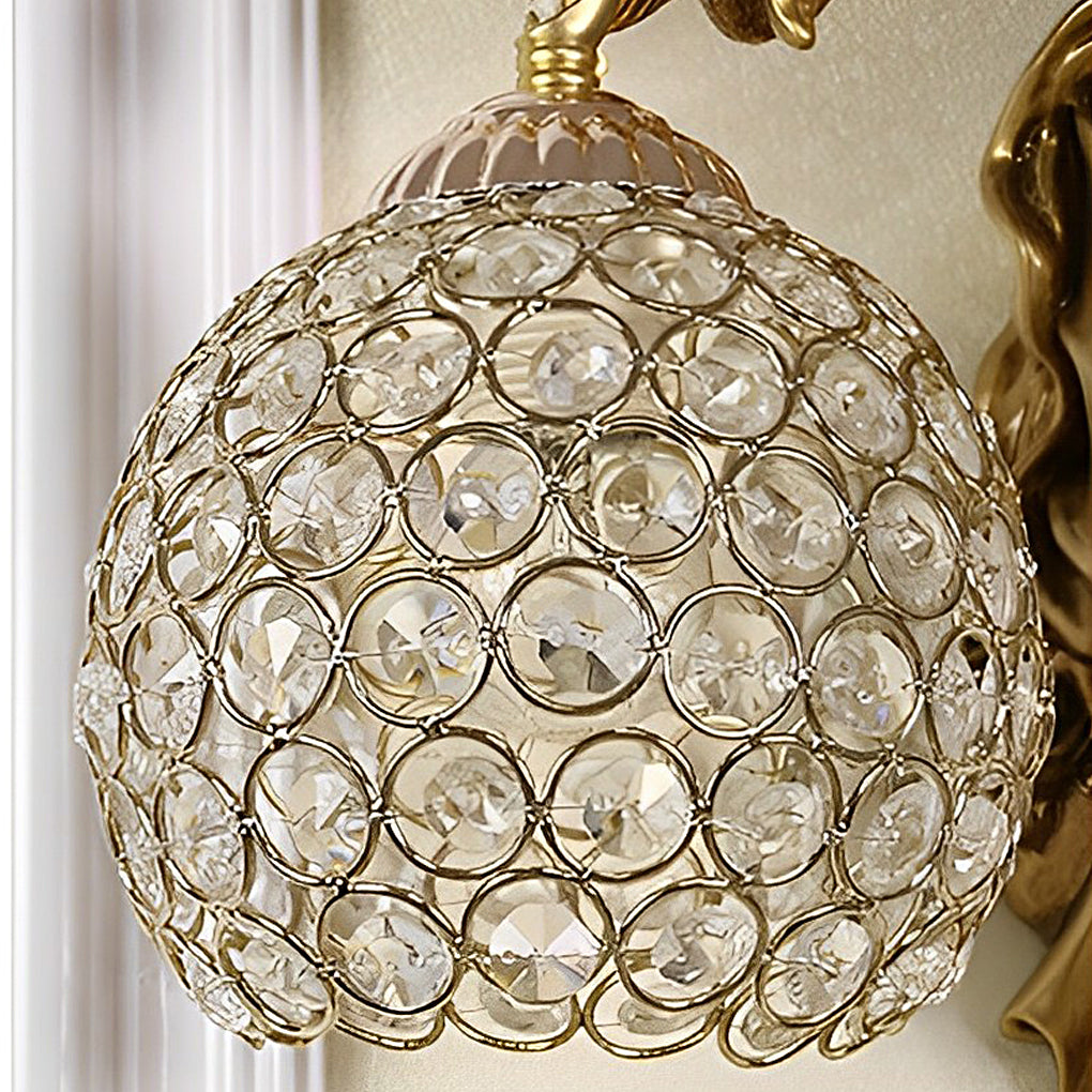 Angel Wall Sconce European Retro Resin Crystal Ball Lamp