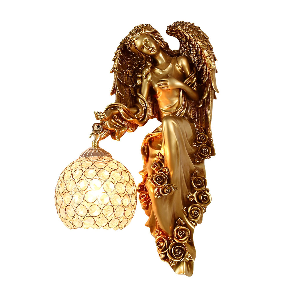Angel Wall Sconce European Retro Resin Crystal Ball Lamp