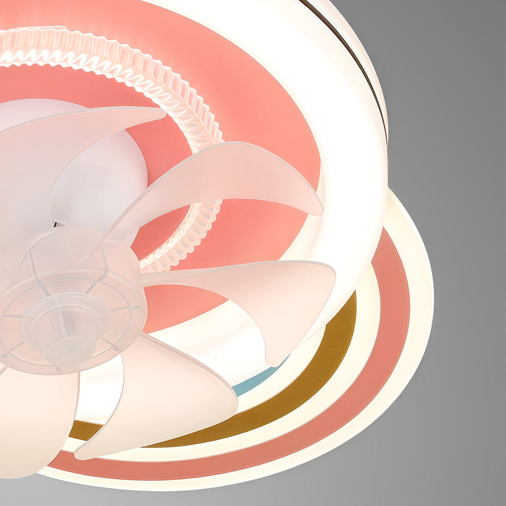 Elegant Pink and White LED Dimmable Ceiling Fan with Light