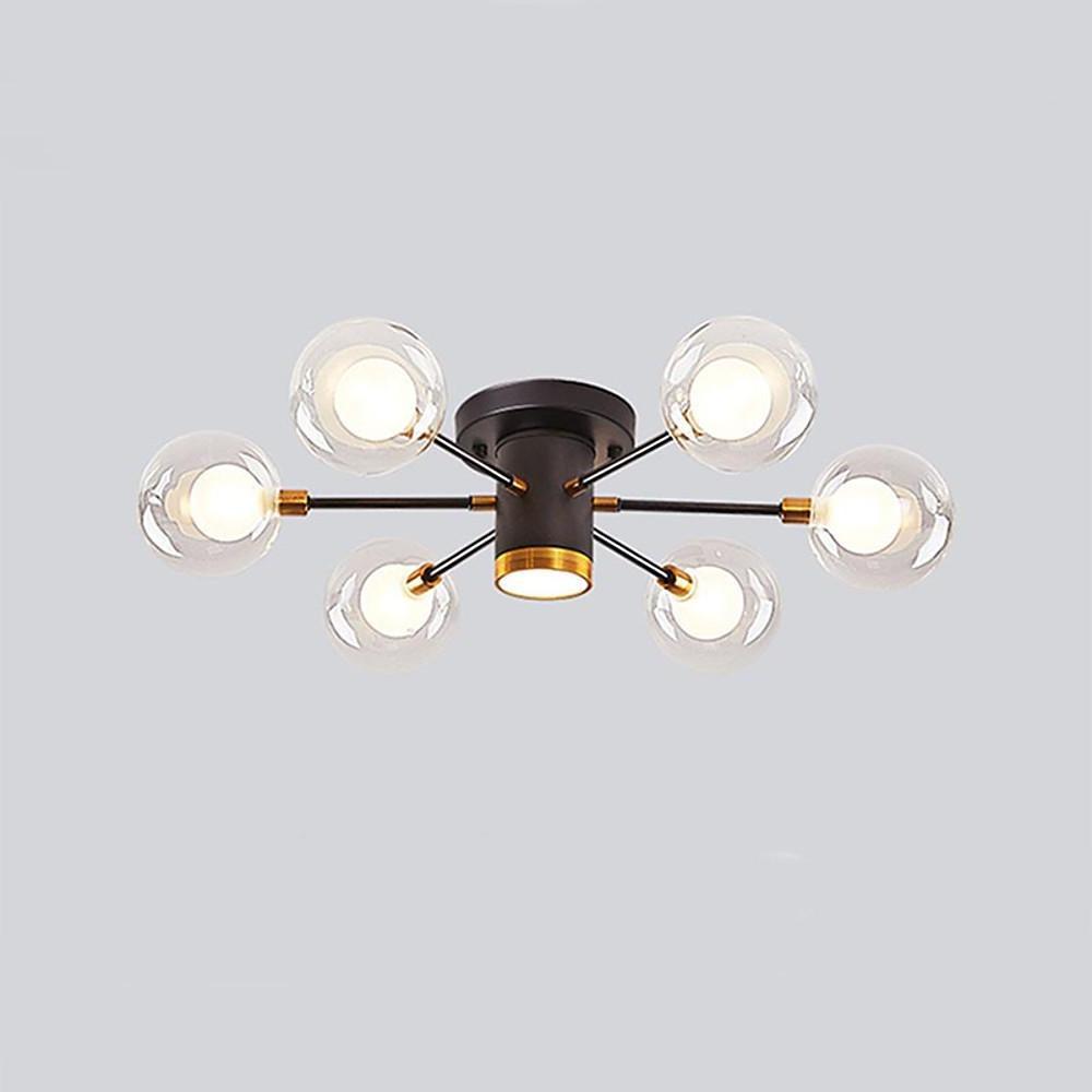 Globe Large Semi Flush Mount Metal Glass Ceiling Light