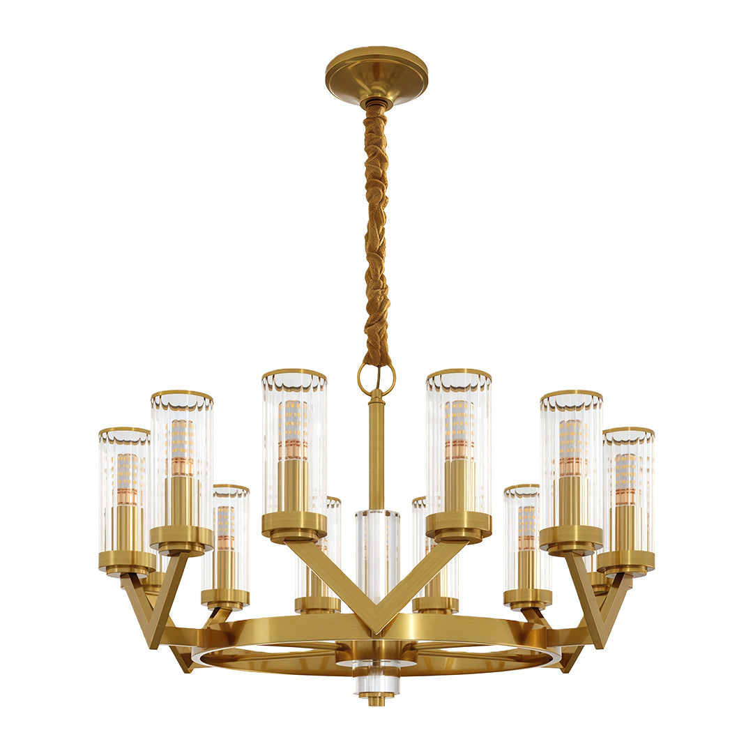 Luxury Copper Glass Drop Chandelier Ceiling Light