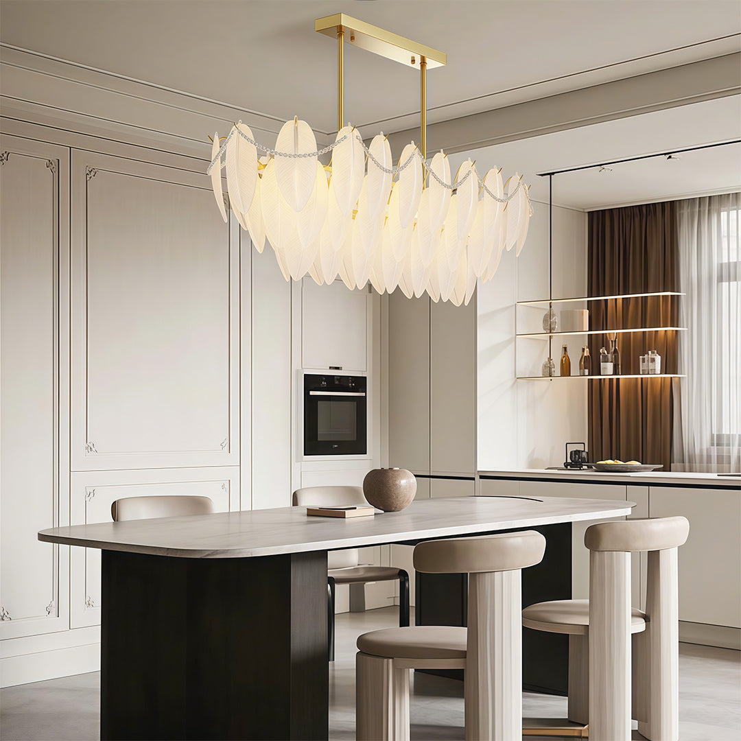 Feathers Chandelier Modern Copper Pearl Ceiling Light