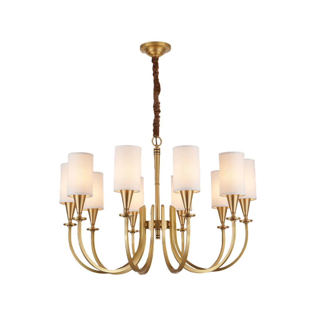 Copper Chandelier with Modern Fabric Lampshade Ceiling Light