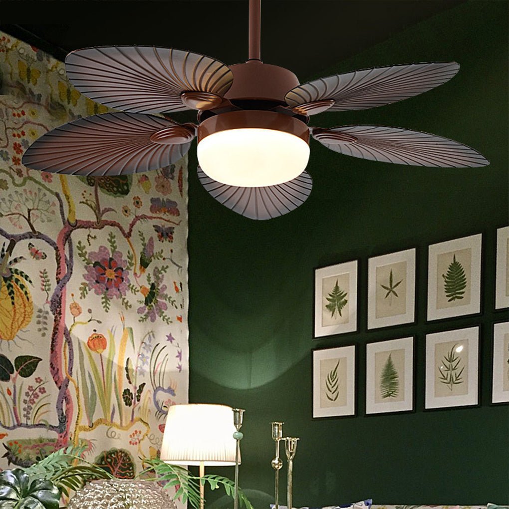 Antique Retro LED Ceiling Fan Light with Remote - Three Color Dimming