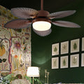 Antique Retro LED Ceiling Fan Light with Remote - Three Color Dimming