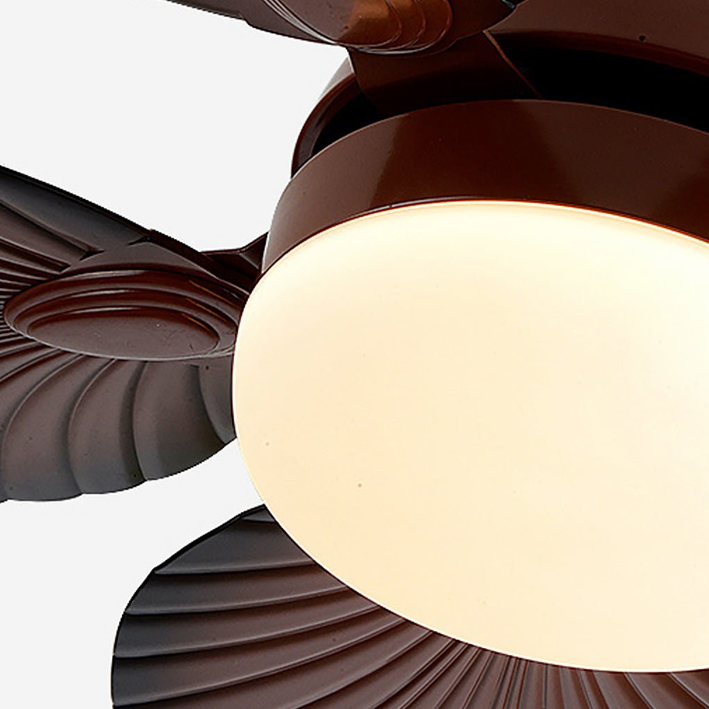 Antique Retro LED Ceiling Fan Light with Remote - Three Color Dimming