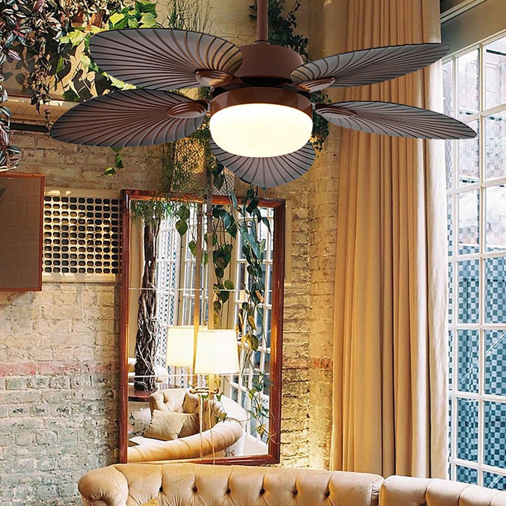 Antique Retro LED Ceiling Fan Light with Remote - Three Color Dimming
