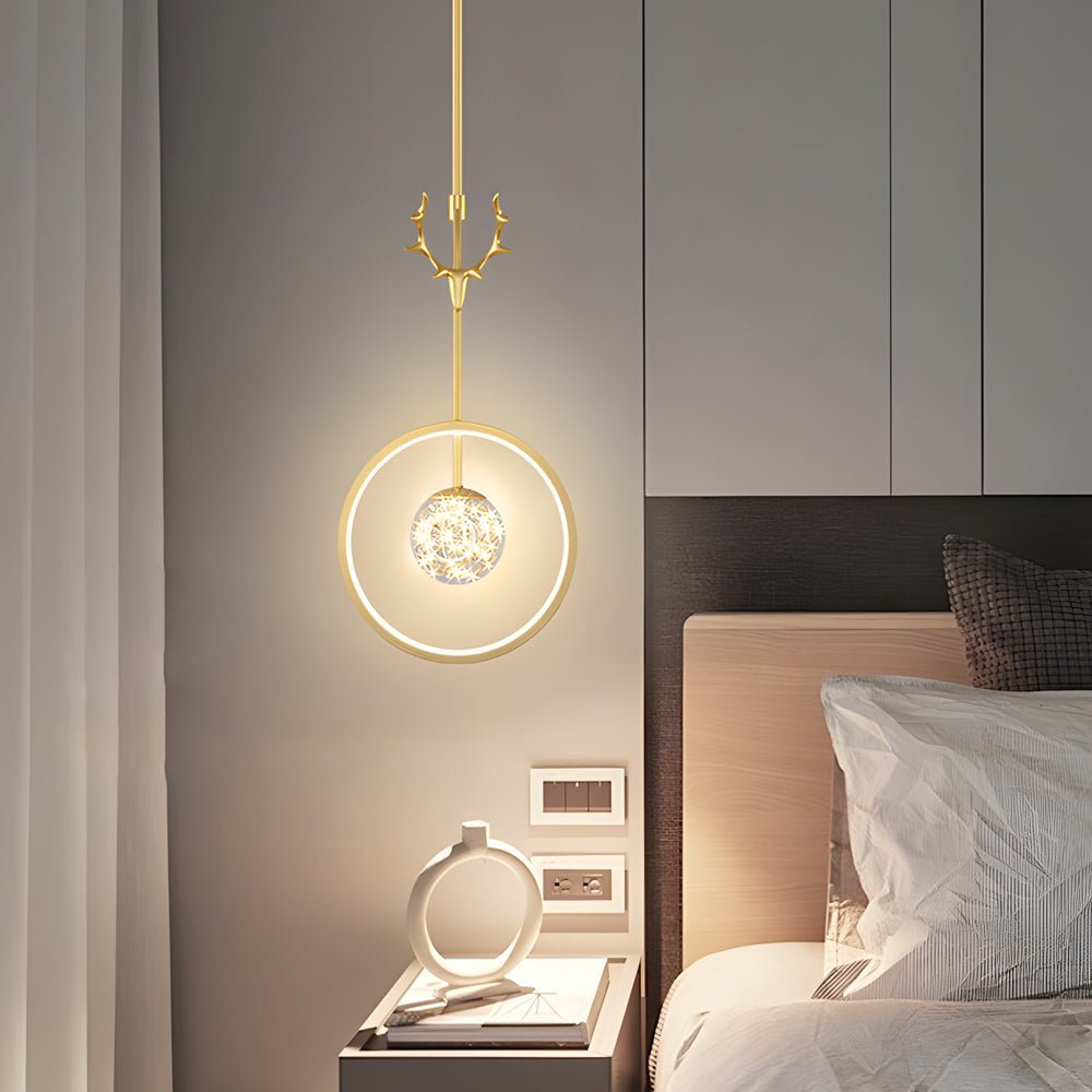 Dimmable LED Modern Pendant Light - 3 Step Dimming Antlers Decor Ring