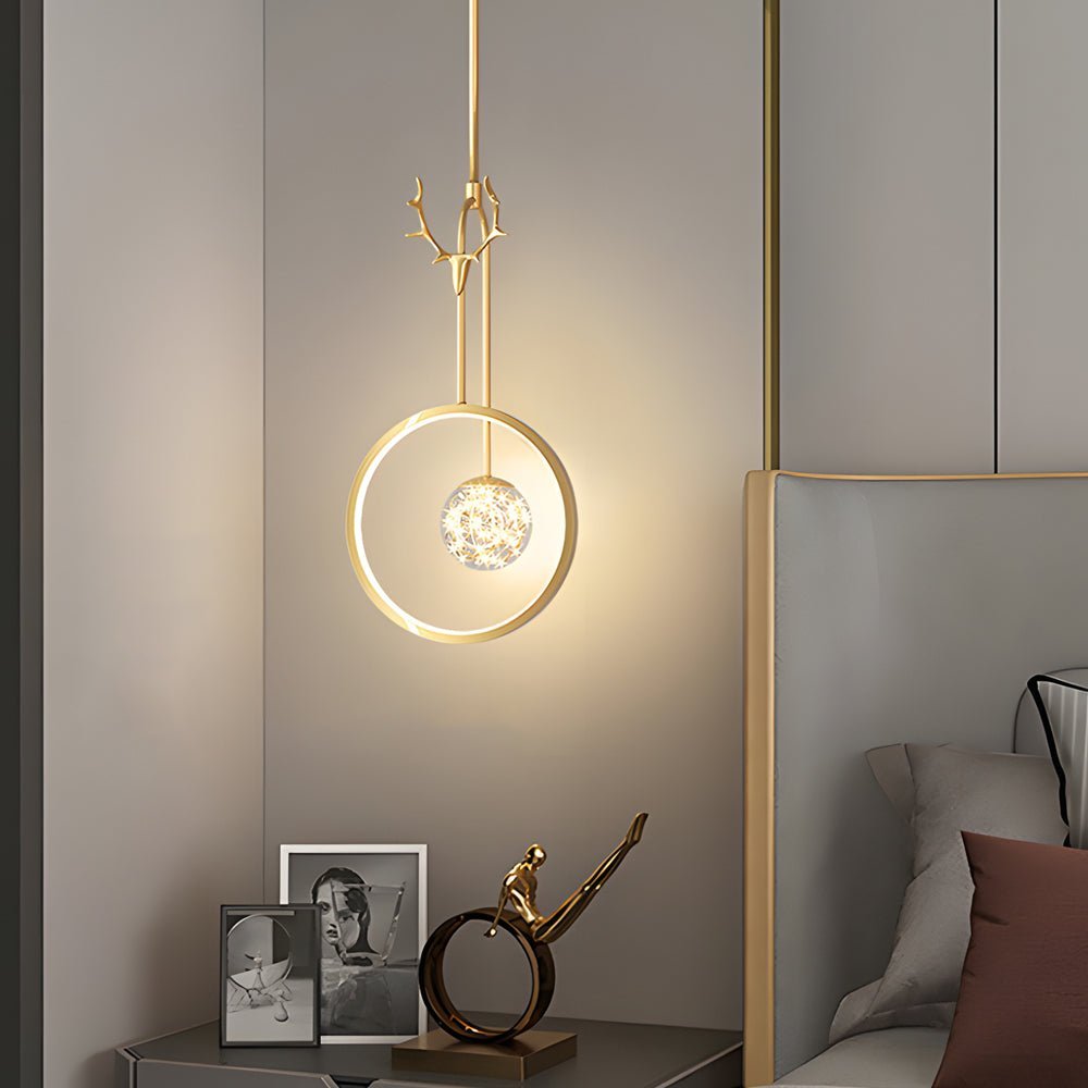 Dimmable LED Modern Pendant Light - 3 Step Dimming Antlers Decor Ring