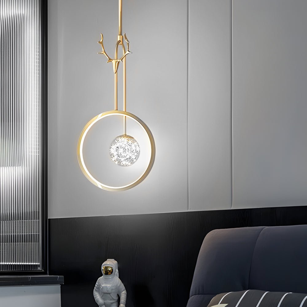 Dimmable LED Modern Pendant Light - 3 Step Dimming Antlers Decor Ring