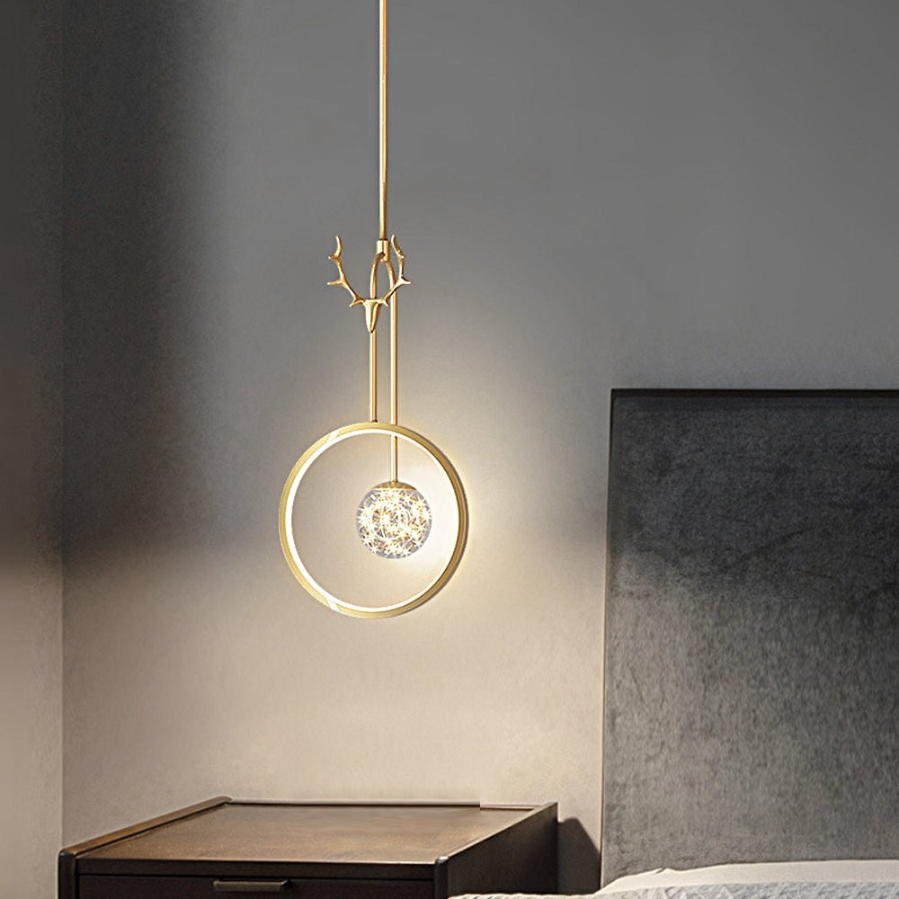 Dimmable LED Modern Pendant Light - 3 Step Dimming Antlers Decor Ring