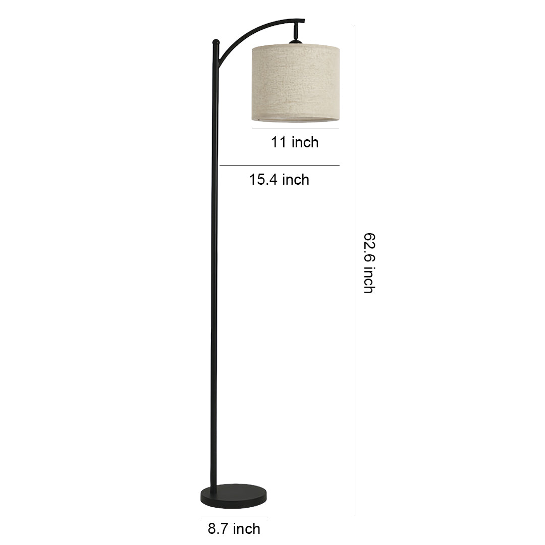 Minimalist Arc Floor Lamp - Fabric Shade Metal Living Room Lighting