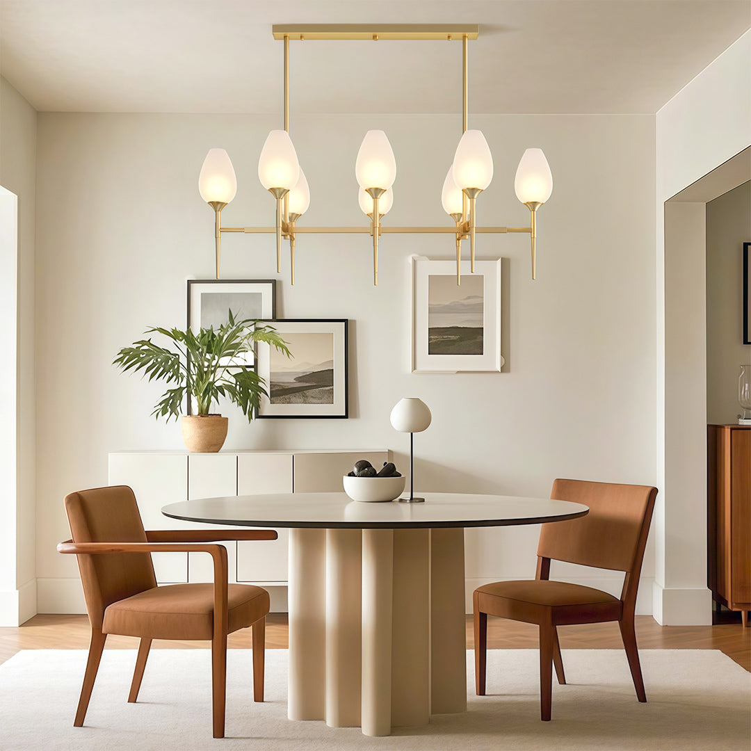 Modern Brass Glass Chandelier Luxury Ceiling Light Minimalist Design