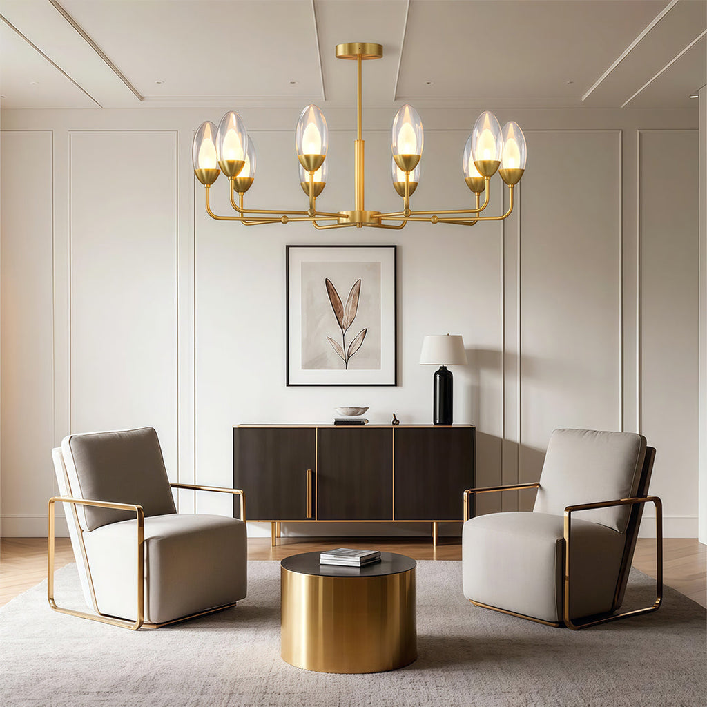 Modern Minimalist Copper Chandelier – Luxury Ceiling Light Fixture