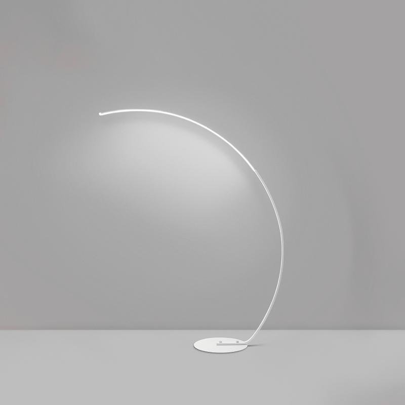 Modern Arcing Floor Lamp with Remote Control - Aluminum LED Design