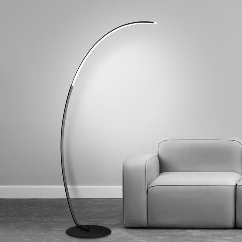 Modern Arcing Floor Lamp with Remote Control - Aluminum LED Design