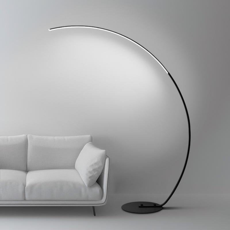 Modern Arcing Floor Lamp with Remote Control - Aluminum LED Design