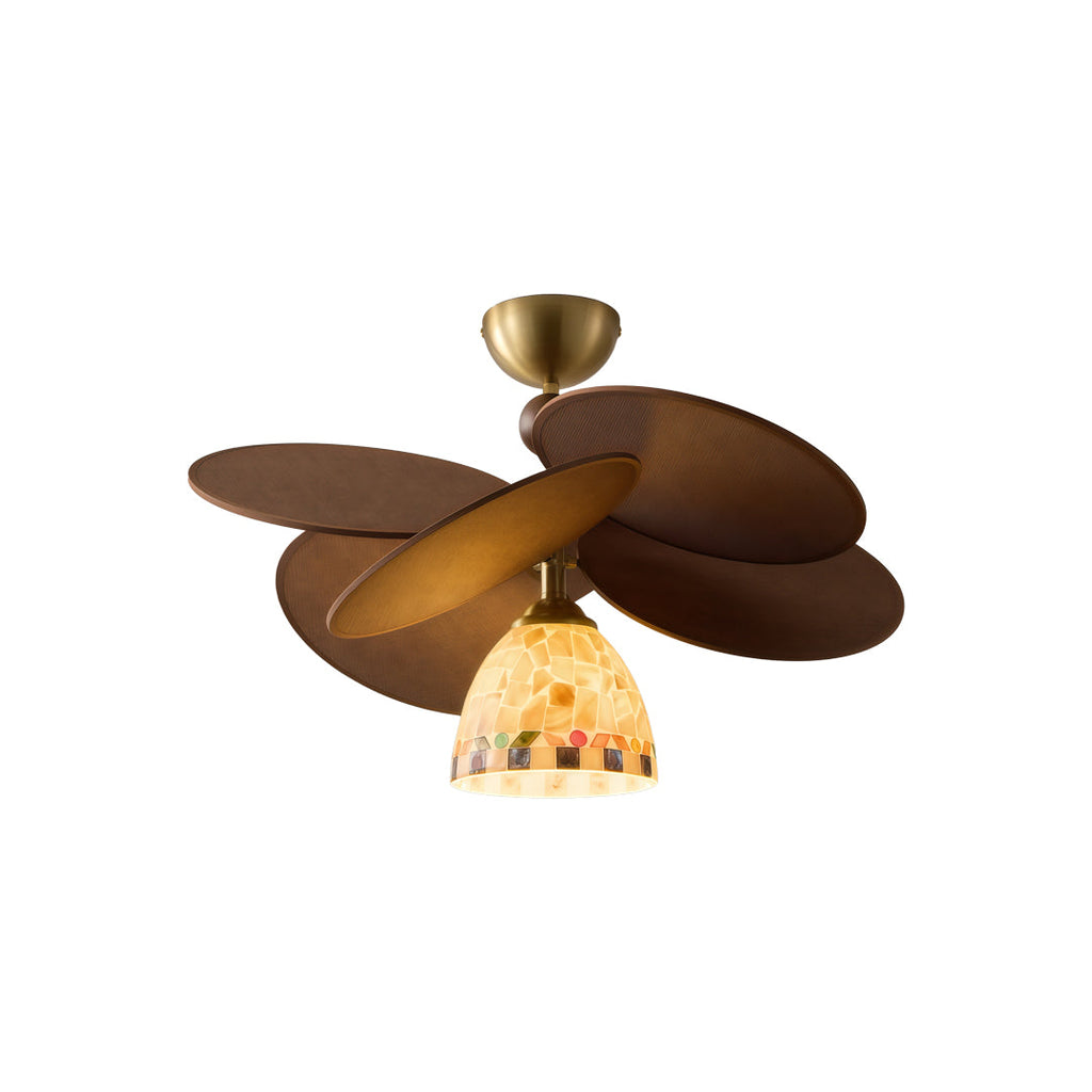 Vintage French Shell Art Deco Flush Mount Light Fixture
