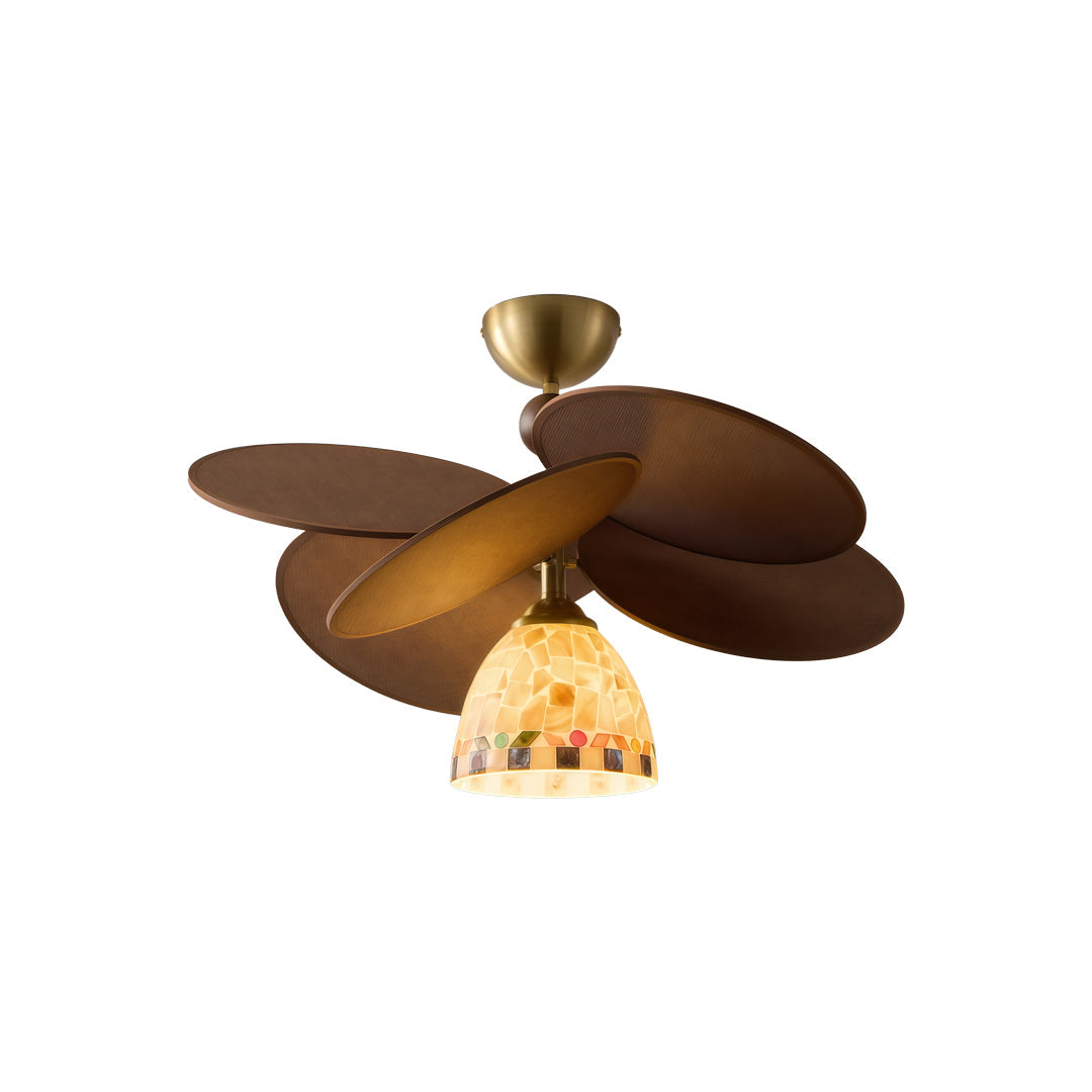 Vintage French Shell Art Deco Flush Mount Light Fixture