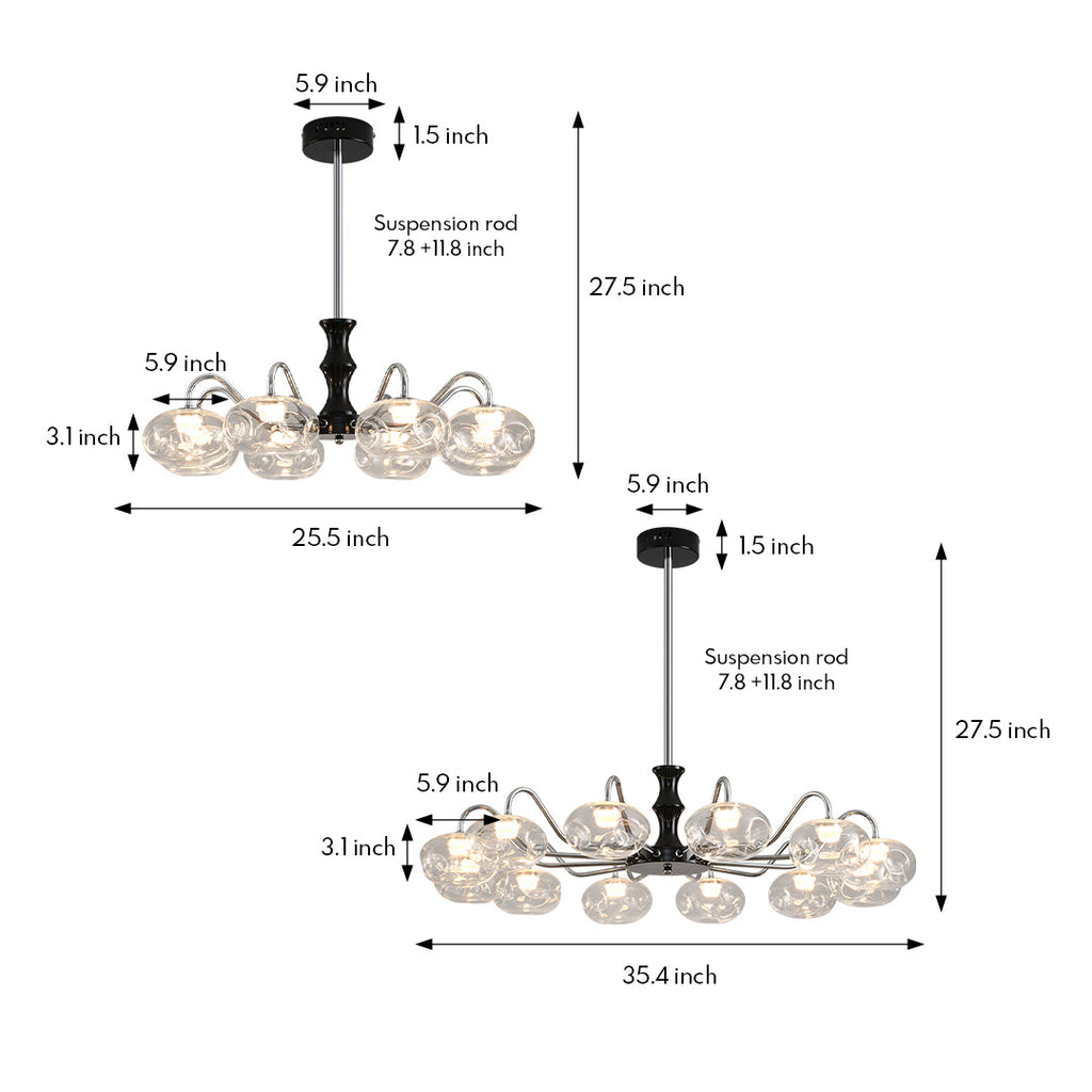 Magic Bean Lustre en Verre LED Chandelier Design Moderne