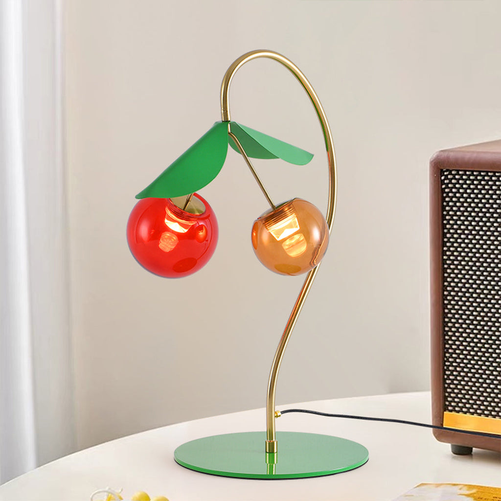 Stained Glass LED Table Lamps - Modern Nordic Dual-Head Cherry Design