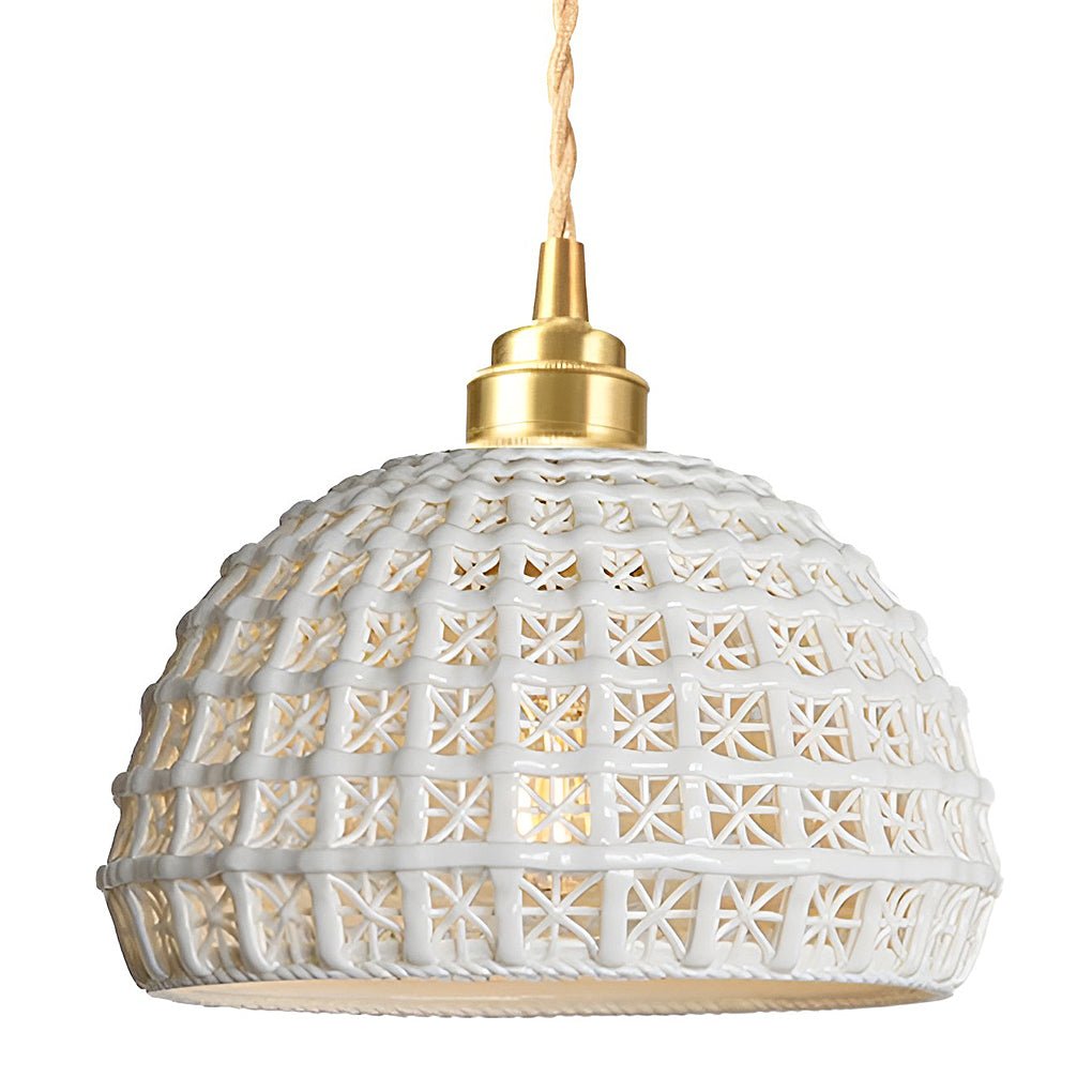 Artistic Semi Globe Copper Pendant Light - Modern Ceramic Lighting