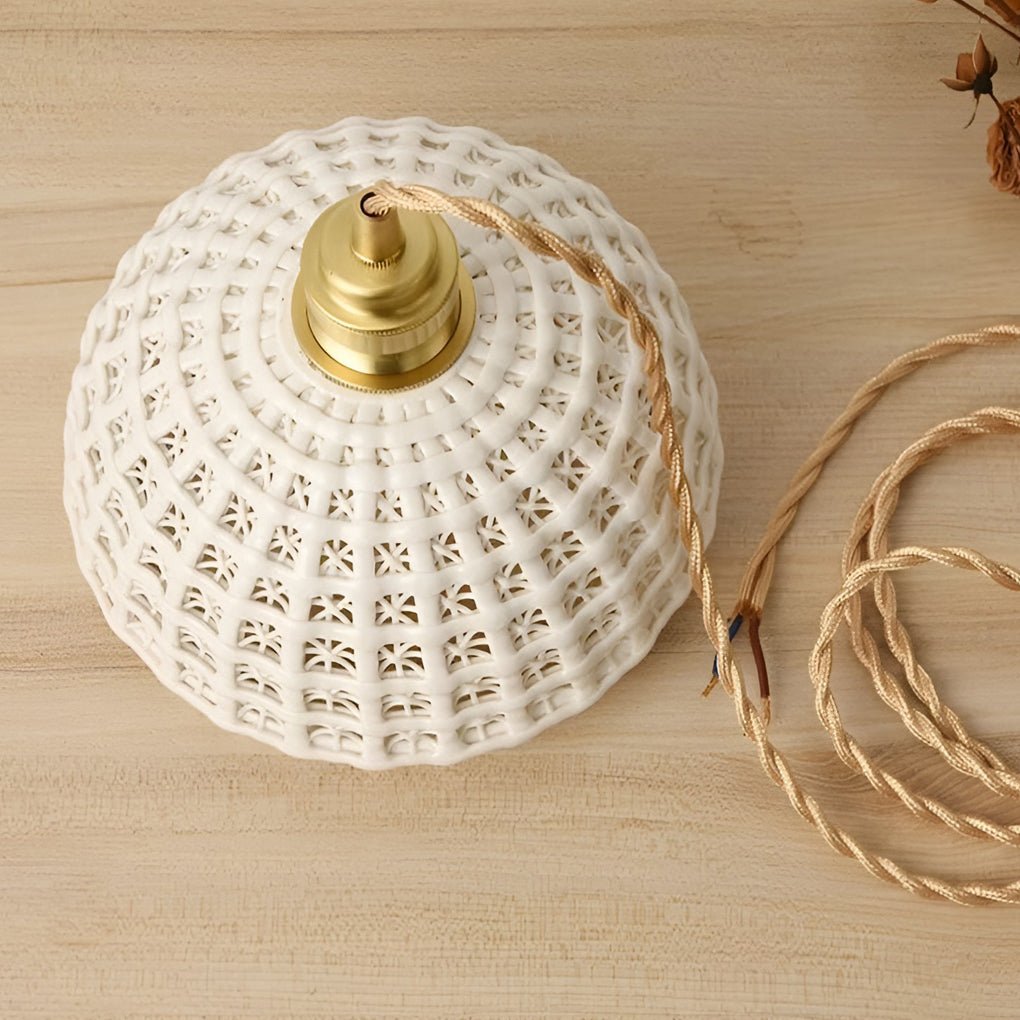Artistic Semi Globe Copper Pendant Light - Modern Ceramic Lighting