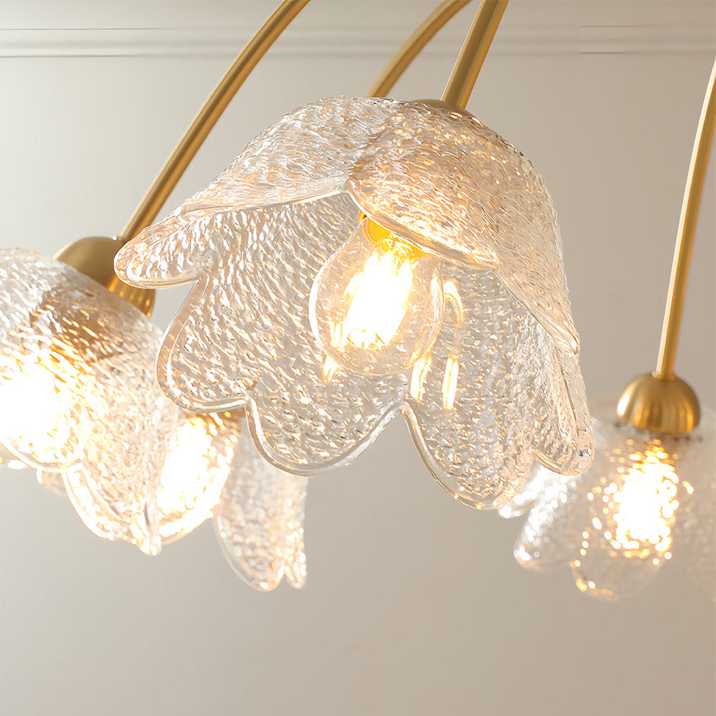 French Style Glass Shades Flower Chandelier Clear Ceiling Light