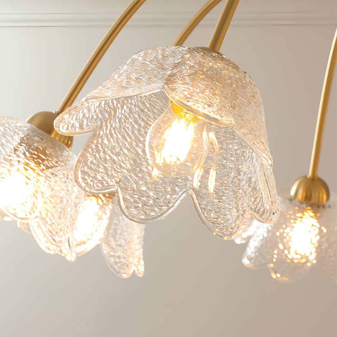 French Style Glass Shades Flower Chandelier Clear Ceiling Light