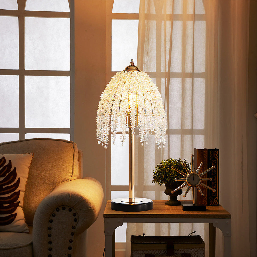 Gold Crystal Bedside Table Lamp - Luxury European Design for Elegant Homes