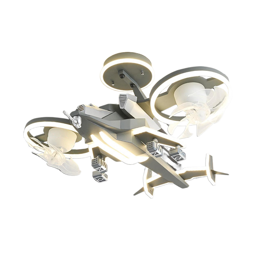 Fighter Jet Ceiling Fan Light – Kids Full Spectrum Aviation Design