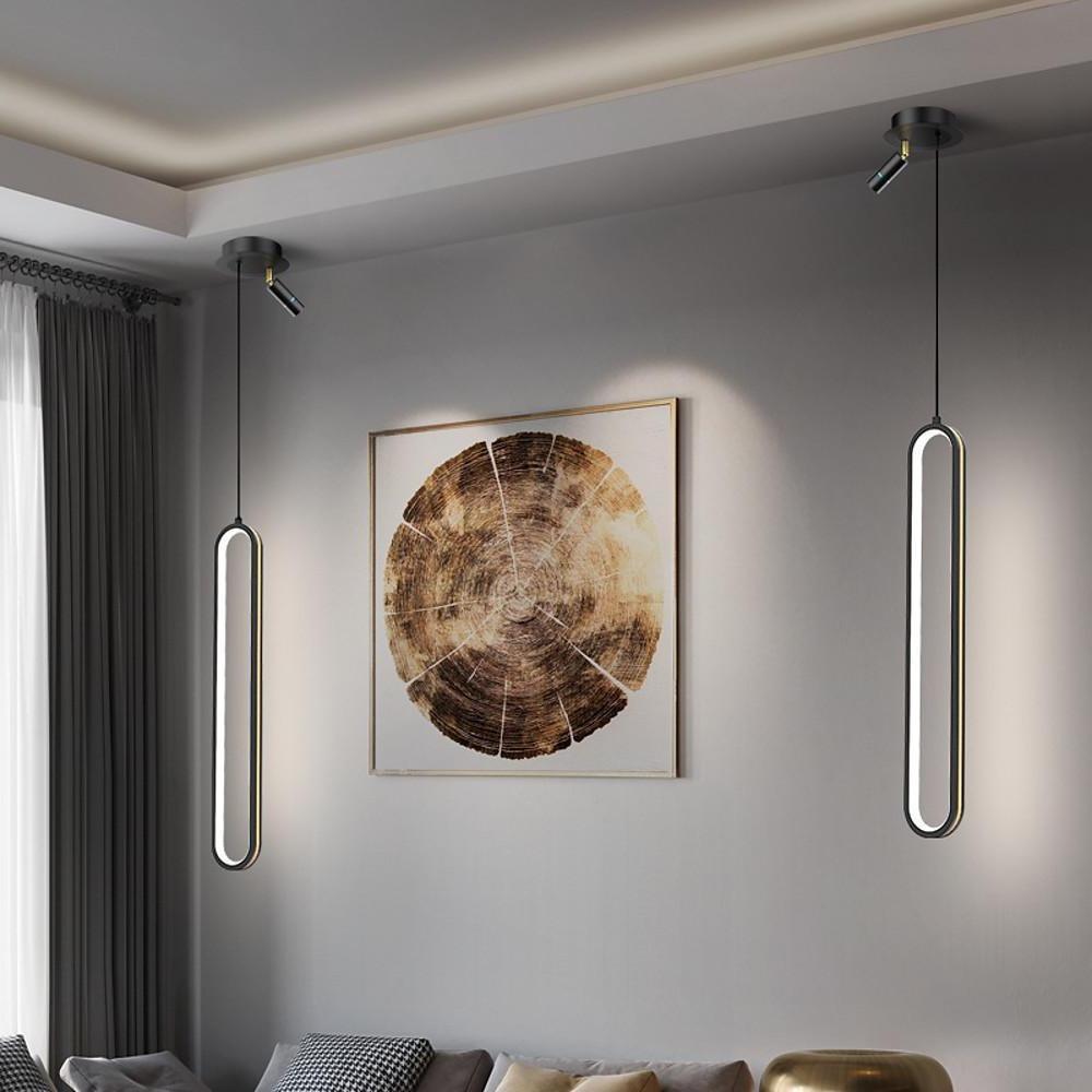 Elongated Modern Pendant Light - Metal & Acrylic Shade Fixture