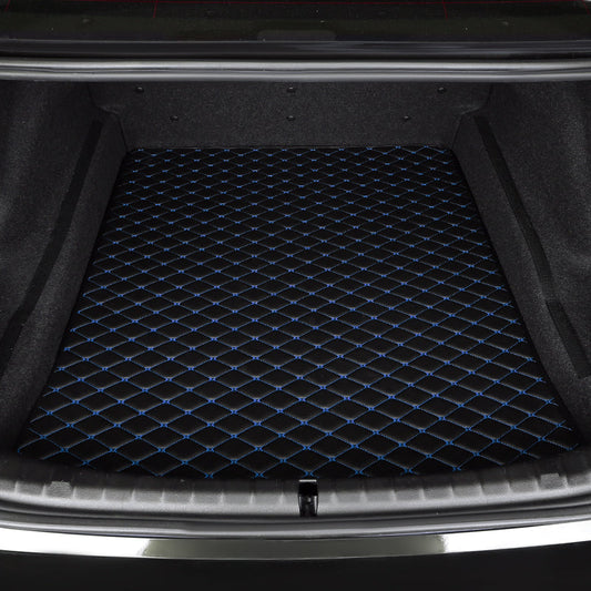 Durable Black & Blue Trunk Mats Adaptive Fit | Heavy-Duty Car Accessories