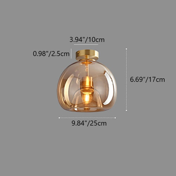 Contemporary Nordic Round Glass Iron Ball Semi-Flush Ceiling Light