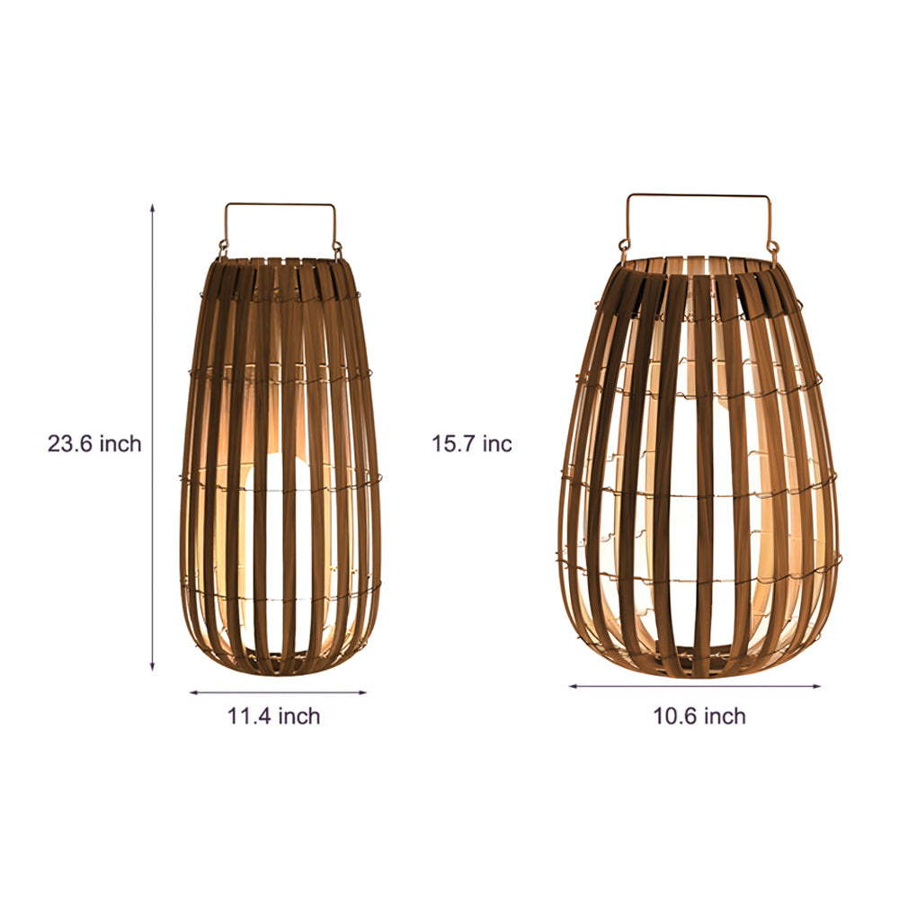 Bamboo Portable LED Outdoor Lantern - Waterproof Woven Light
