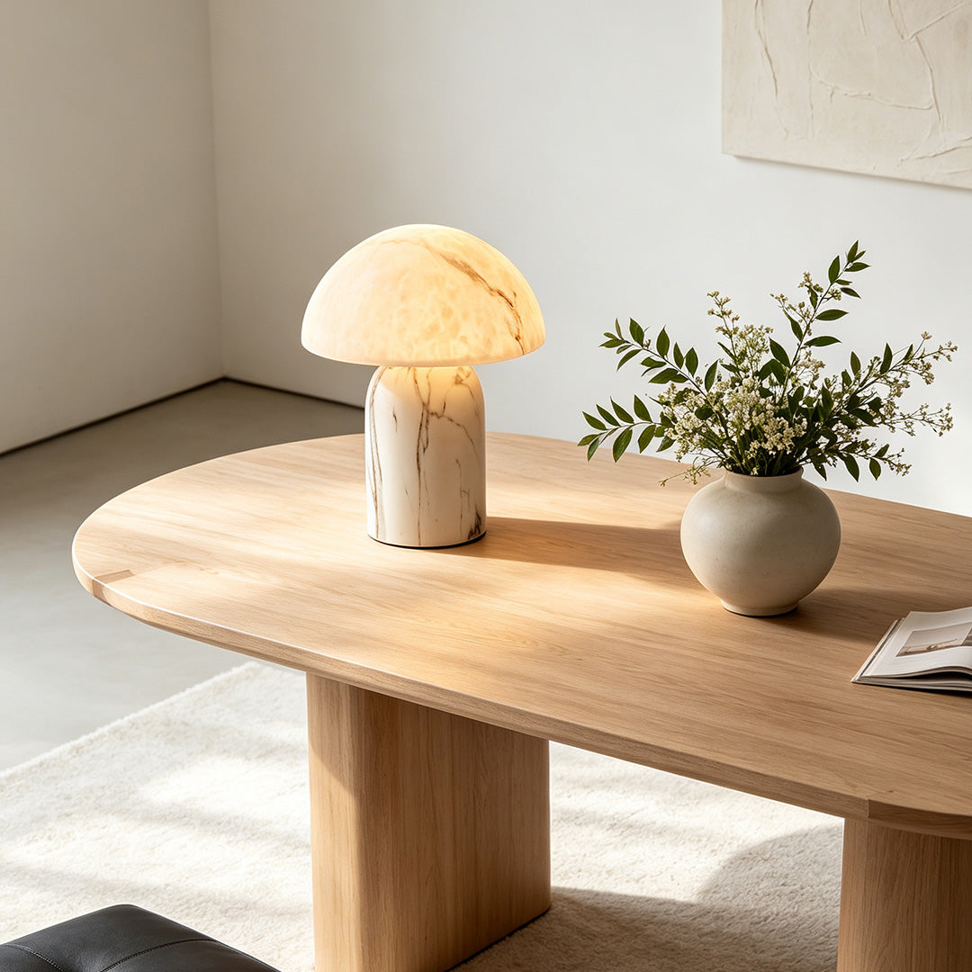 White Contemporary Japanese Stone-Texture Table Lamp - Modern Lighting for Home Decor, Minimalist Design, Stylish Bedside Lamp, Unique Accent Lighting, Chic Room Illumination.