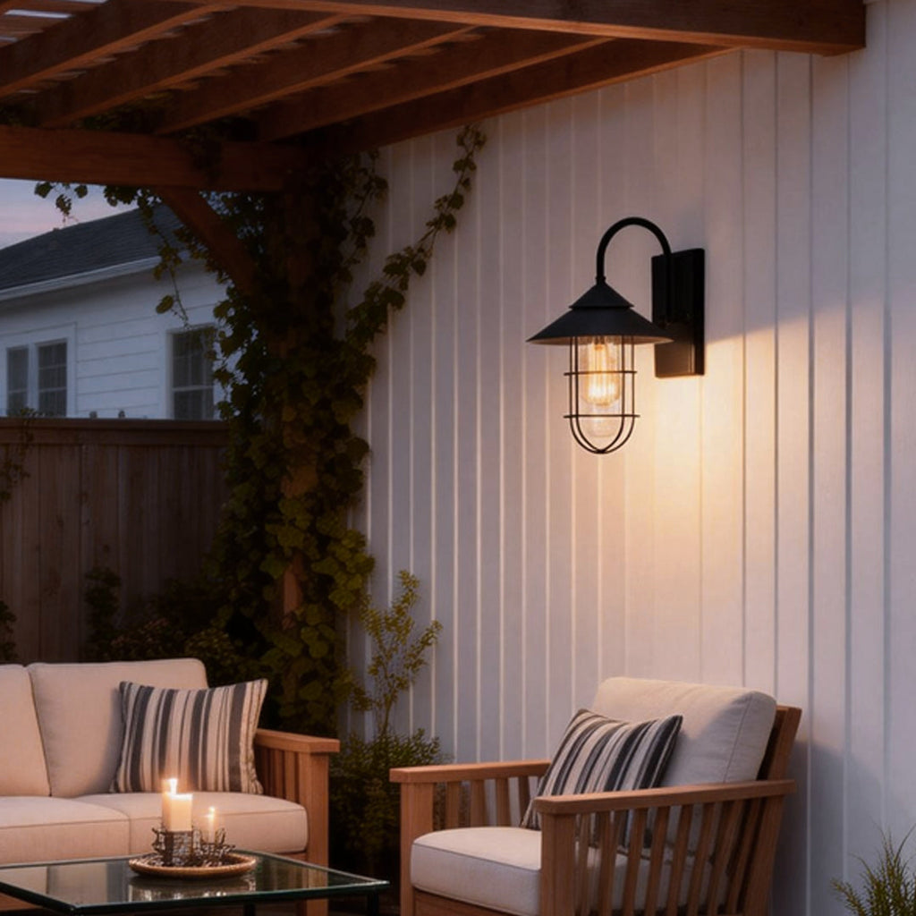 Barn Wall Light Outdoor Waterproof Retro Black Design