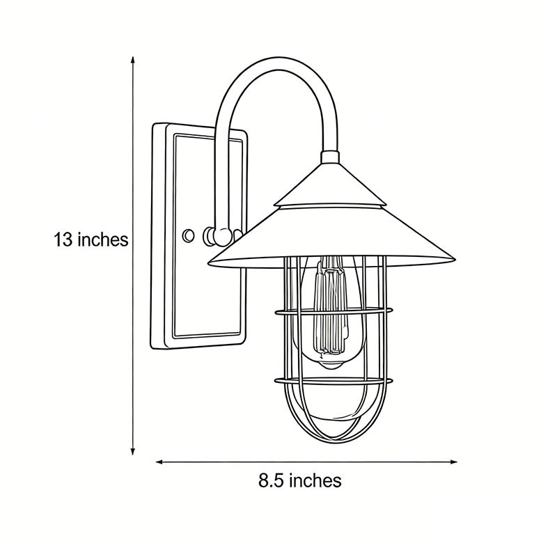 Barn Wall Light Outdoor Waterproof Retro Black Design