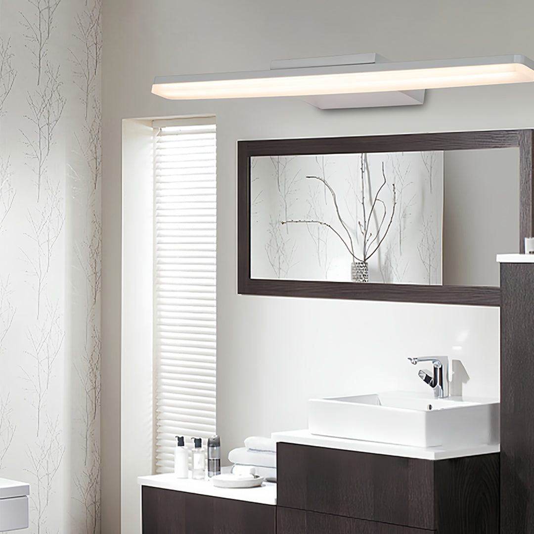 White Bathroom Vanity Light Minimalist Acrylic Contemporary Wall Light Modern Fixture LED Lighting for Home Decor Stylish Illumination for Bathroom Makeup Room Simple Design Energy Efficient Chic Wall Sconce Brightness Adjustable Elegant Lighting Solution