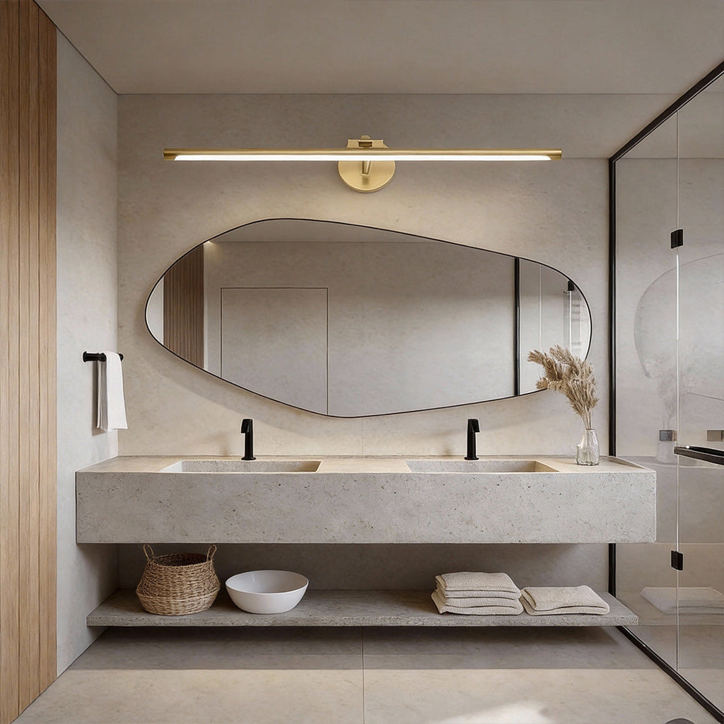 Modern Rotating Copper Bathroom Vanity Strip Lights | LED Mirror Lighting | Adjustable Brightness | Waterproof Vanity Light | Contemporary Home Decor | Stylish Bathroom Fixtures | Energy Efficient Lighting Solutions | Copper Finish Decorative Lights