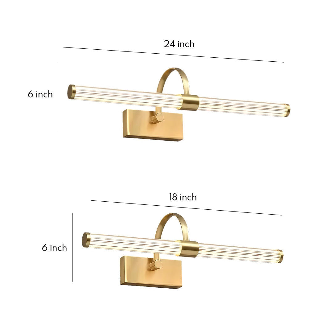 Nordic Bathroom Vanity Wall Light Full Copper Long Bar Light Modern Bathroom Lighting Fixture Stylish Bathroom Sconce Energy-Efficient LED Mirror Light Adjustable Brightness Waterproof Design for Home Decor Elegant Copper Finish Vanity Lighting Fixture