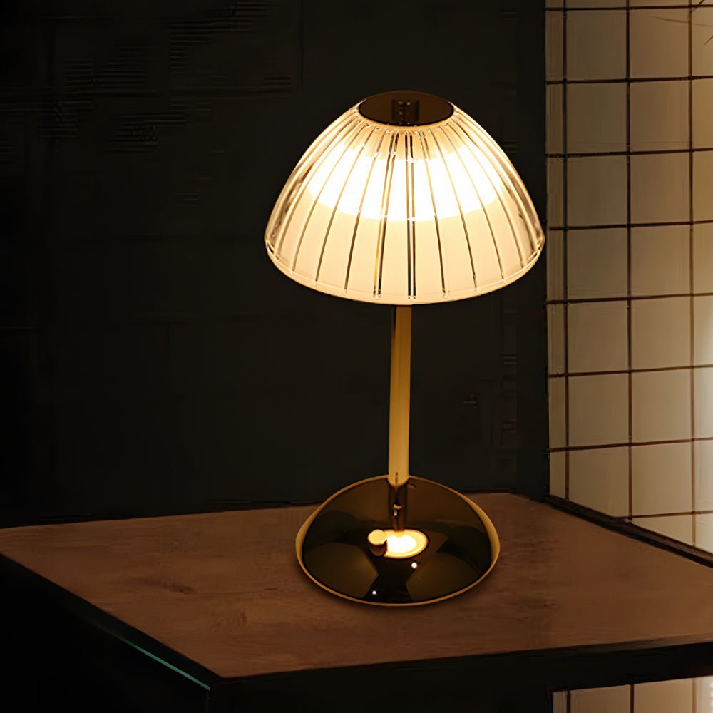 Battery Operated LED Brushed Brass Table Lamp - Modern Metal Lighting for Home Decor