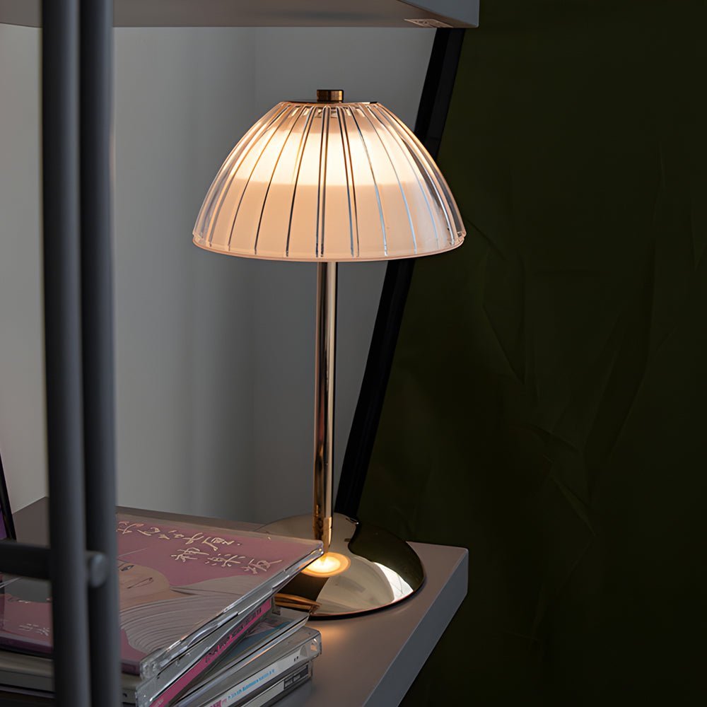 Battery Operated LED Brushed Brass Table Lamp - Modern Metal Lighting for Home Decor
