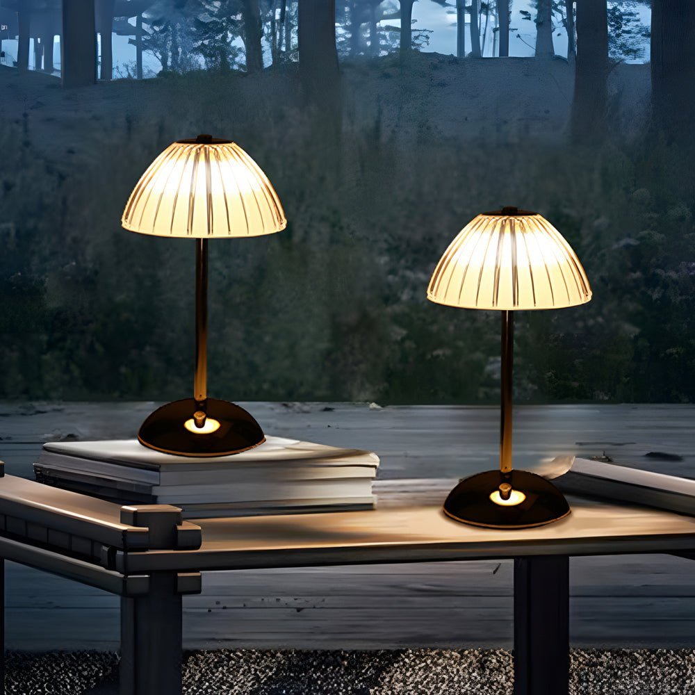 Battery Operated LED Brushed Brass Table Lamp - Modern Metal Lighting for Home Decor